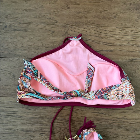 Jessica Simpson tribal bright pattern halter bathing suit bikini set - Picture 7 of 7